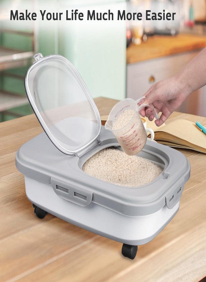 Komzon Rice Storage Containers, Collapsible 20 to 30Lbs Food Storage Bin Dispenser with Rolling Wheel and Clear Airtight Lid, BPA Free Flour, Sugar, Cereal and Dog Cat Pet food Containers - Image 3